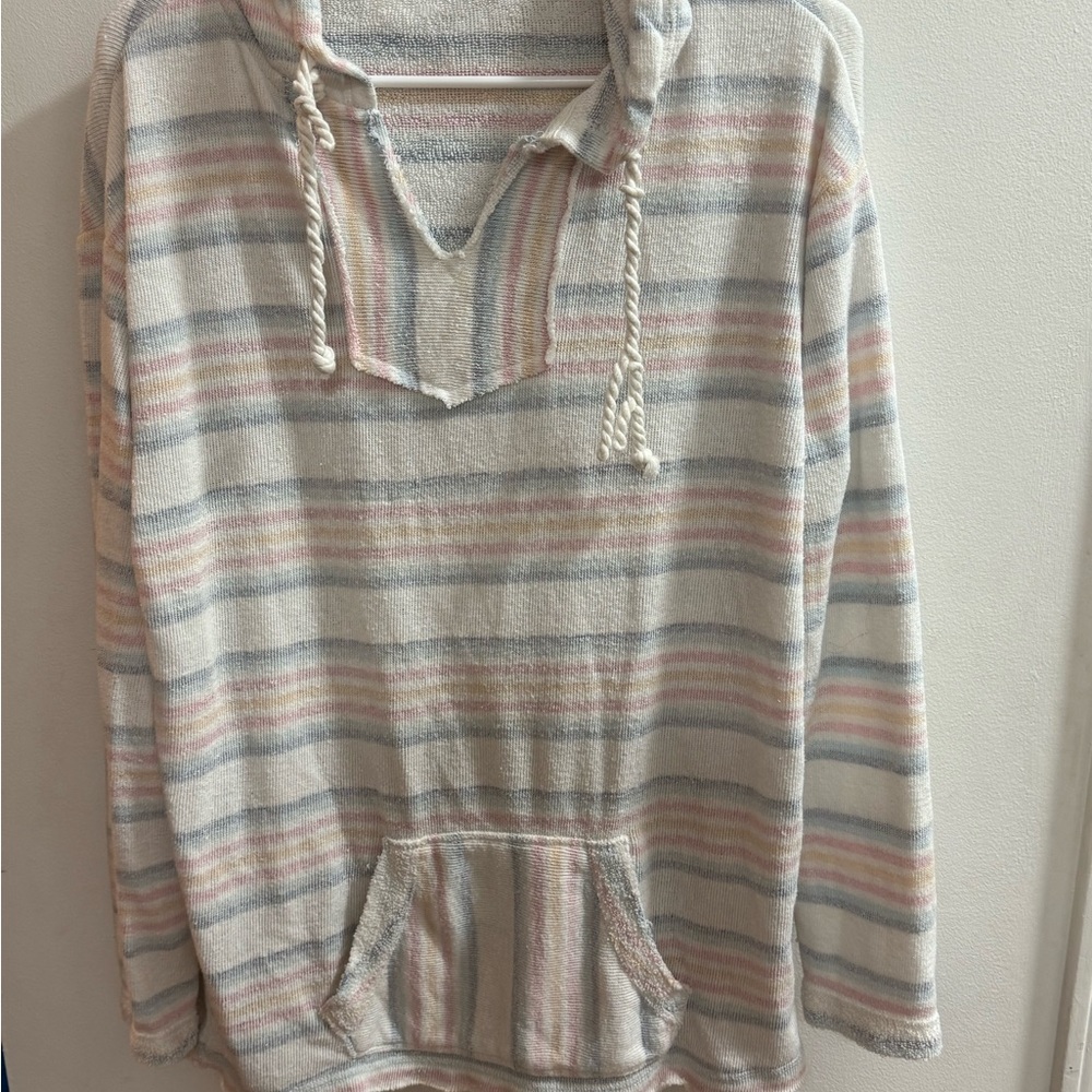 Ron Jon Surf Shop Pullover Hoodie Women's White Striped Size M